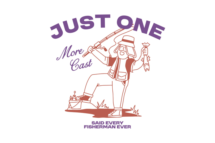 Just One More Cast Vintage Summer Fishing T shirt Design