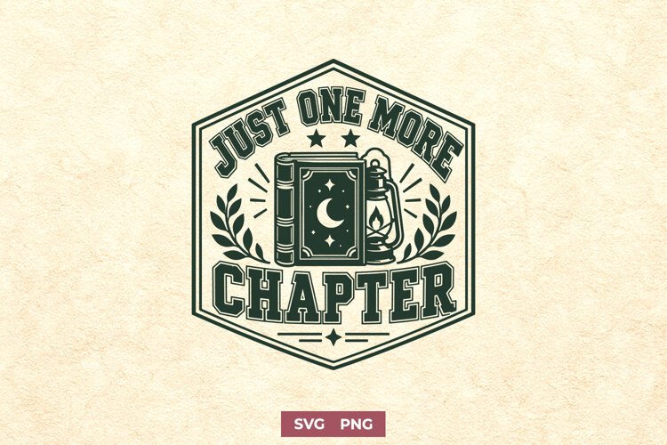 Just One More Chapter SVG PNG | Vintage Reading Club Badge example image 1