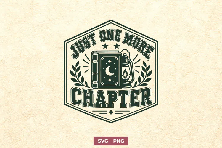 Just One More Chapter SVG PNG | Vintage Reading Club Badge