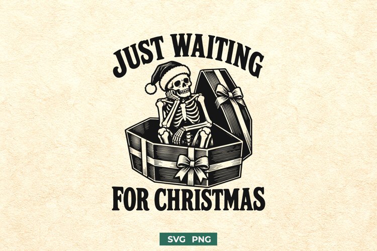 Just Waiting for Christmas SVG | Gothic Skeleton Design example image 1