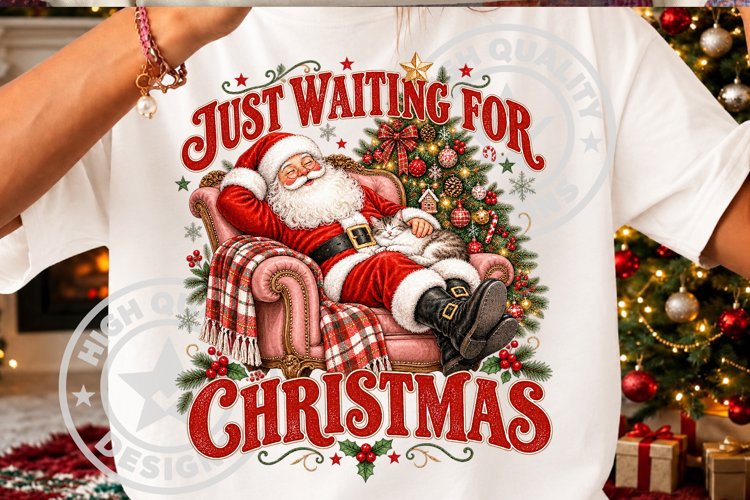 Just Waiting for Christmas Santa PNG