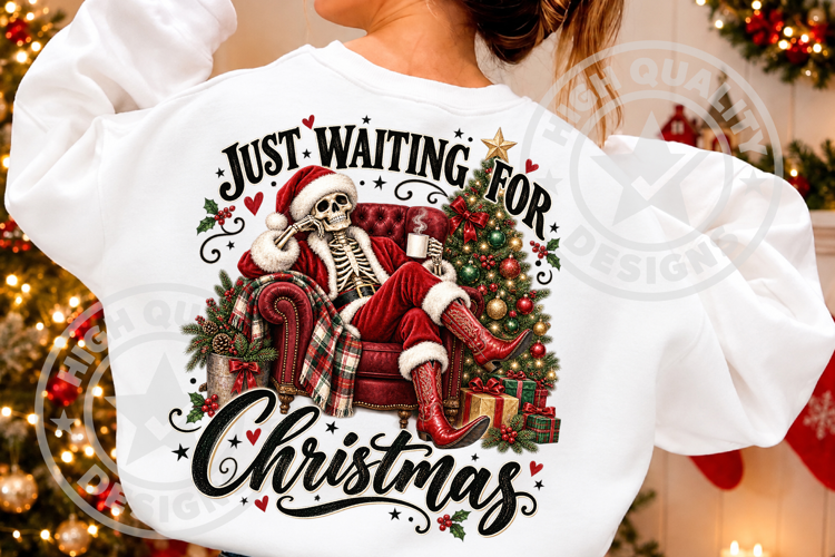Just Waiting for Christmas Skeleton PNG