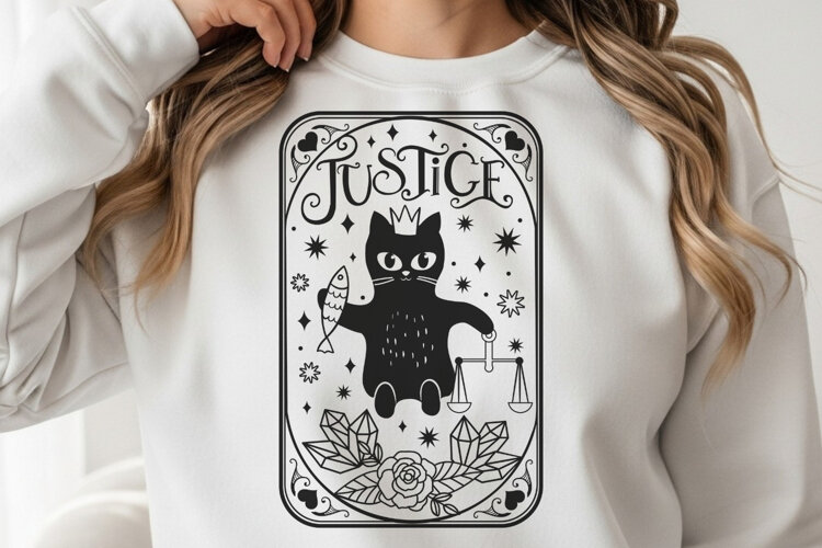 Justice Cat Tarot Card - SVG example image 1