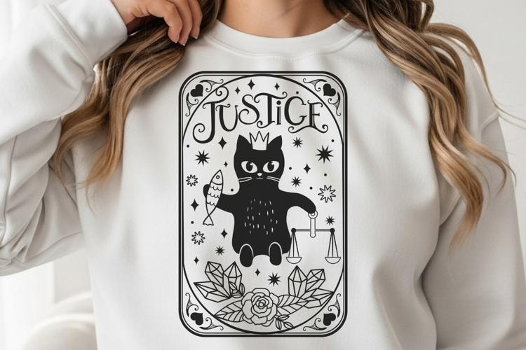 Justice Cat Tarot Card - SVG