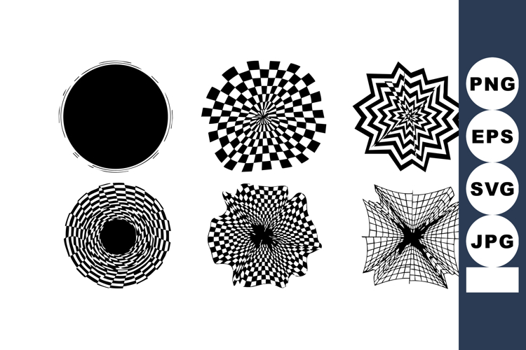 Abstract black and white optical illusion patterns vector se