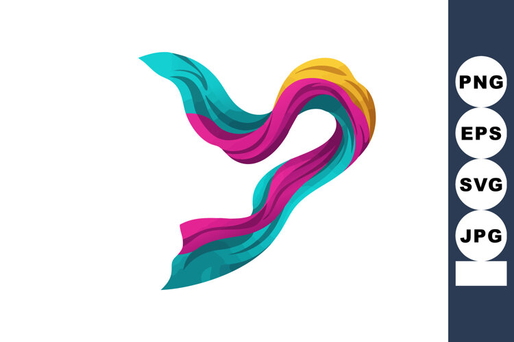 Abstract colorful flowing ribbon wave design with turquoise example image 1