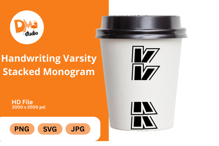 Handwriting Varsity Stacked Monogram