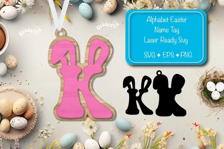 Alphabet Letter K Easter basket tags Easter tag Laser Cut