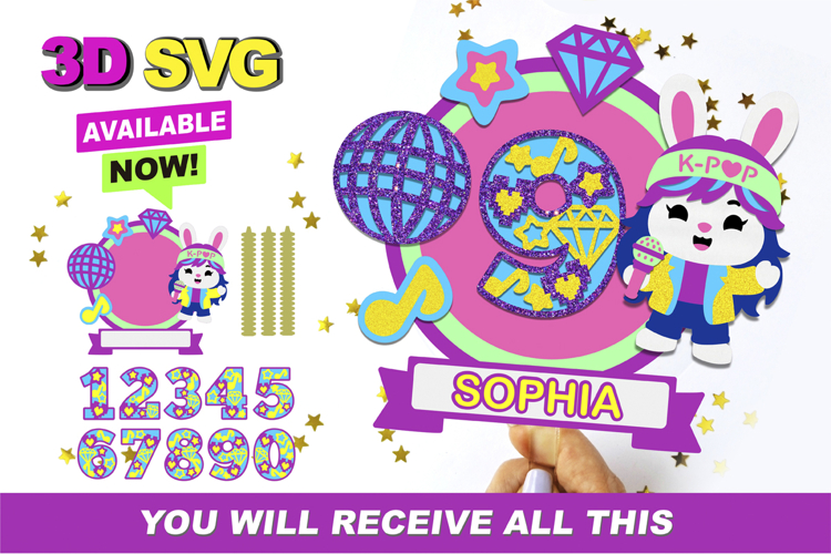 K Pop Shaker Cake topper 3D SVG