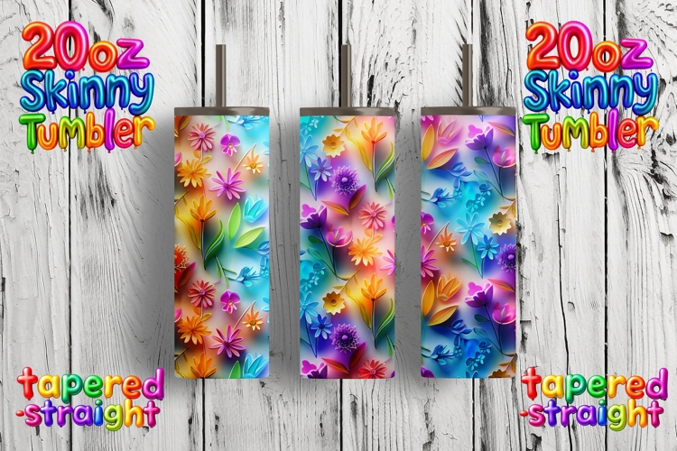 Bright Neon Flower 20oz Tumbler Wrap PNG