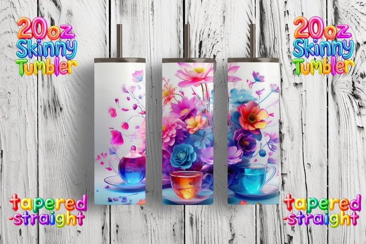 Colorful Swirl Floral 20oz Skinny Tumbler Wrap | Abstract Ra