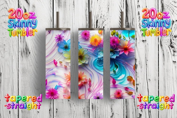 Vivid Color Swirl Floral Tumbler | 20oz Skinny Sublimation