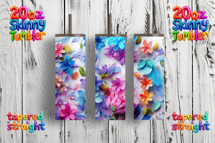 Vibrant Abstract Floral Tumbler Skinny Digital Download