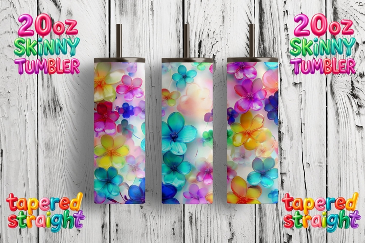 Summer Neon Floral Tumbler Gift, Vibrant Color Flower