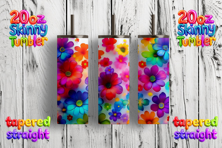 Vibrant Floral 20oz Skinny Tumbler Bright Flower Sublimation