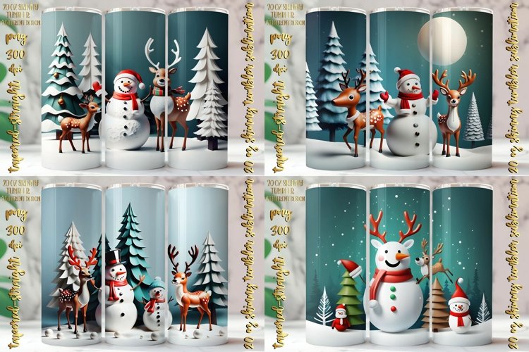 3D Cute Christmas Design 20 Oz Skinny Tumbler Png