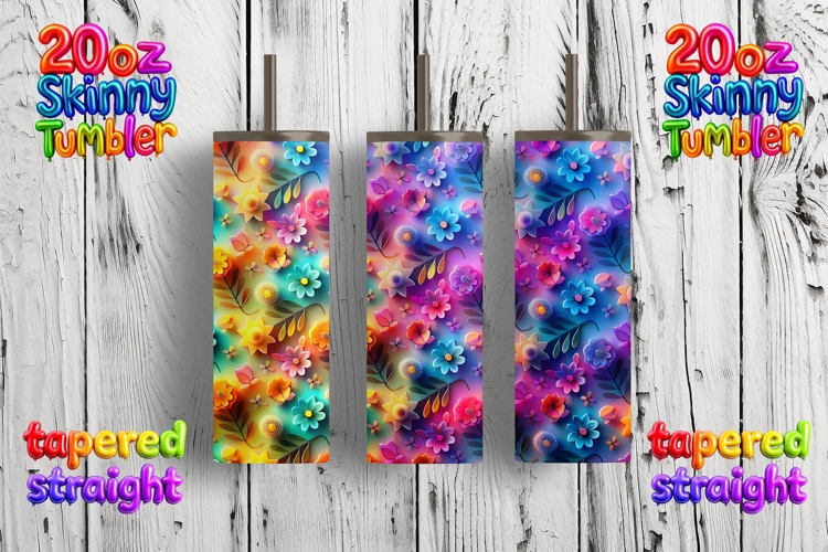 Neon Floral 20oz Skinny Tumbler Wrap | Sublimation Design