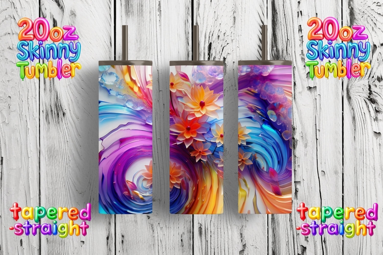 Abstract Colorful Flowing Floral 20oz Tumbler Design