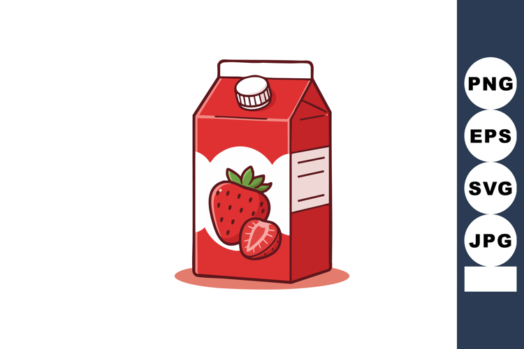 Strawberry juice carton red packaging vector illustration wi