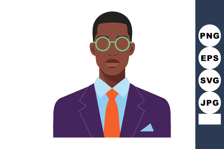 Man in purple suit with orange tie and green round glasses v