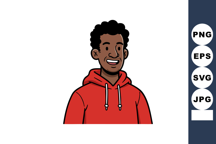 Young man smiling wearing red hoodie casual style vector ill
