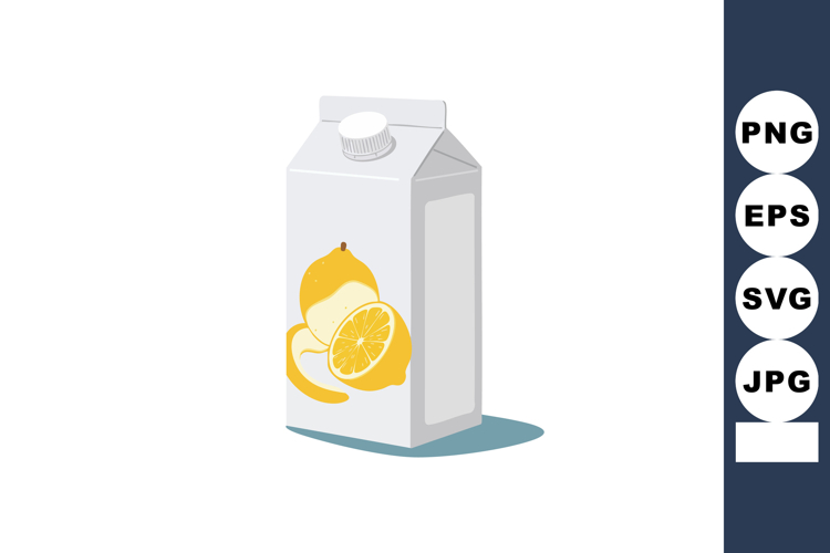 Lemon juice carton with sliced lemons vector illustration in