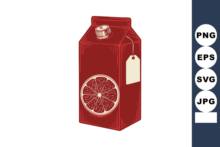 Red Orange Juice Carton with Cap and Tag Vector Illustration