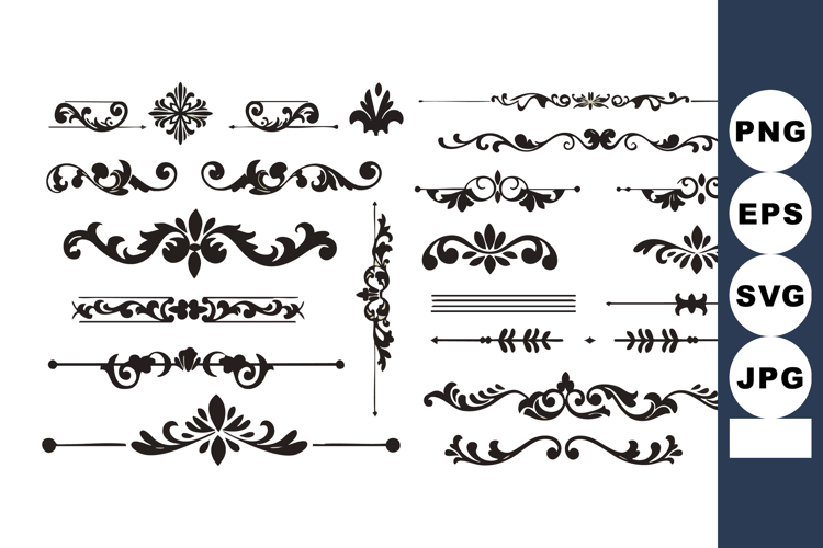 Vintage ornamental decorative borders and flourishes black v