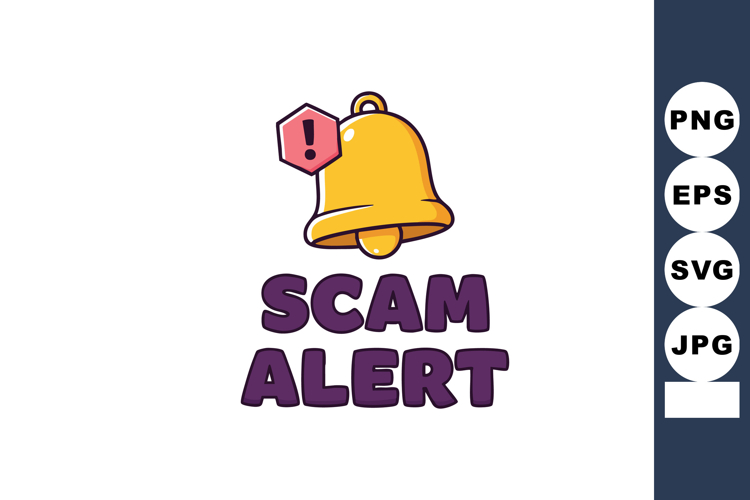 Scam alert notification bell icon warning sign vector design example image 1