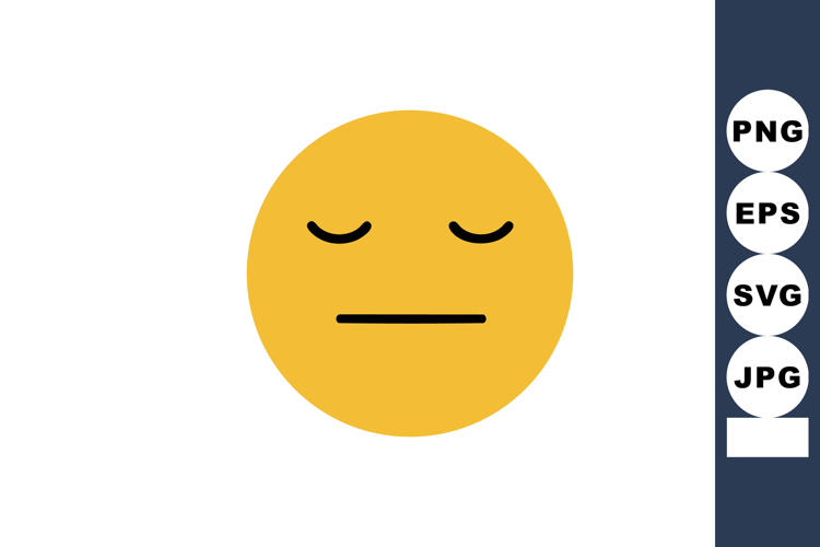 Yellow neutral face emoji with closed eyes and straight mout example image 1