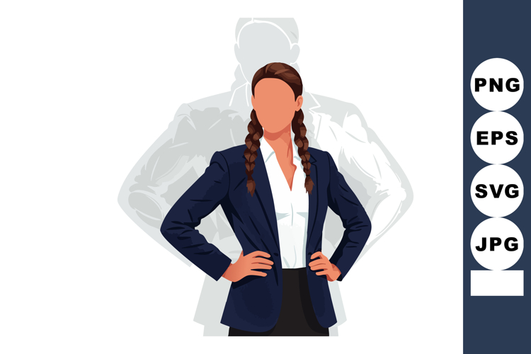 Businesswoman standing confident with hands on hips and shad