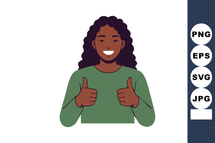 Woman with thumbs up gesture smiling confident portrait vect
