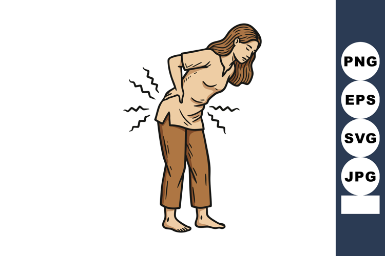 Woman experiencing lower back pain standing barefoot with ca