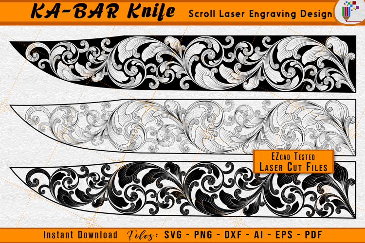 KA-BAR Knives / Knife Scrollwork Laser Engraving Design File