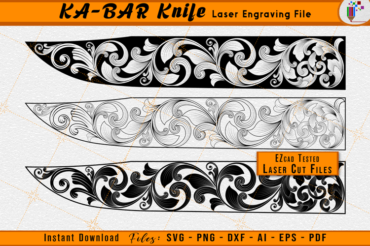 KA-BAR Knives / Knife Scrollwork Laser Engraving Design File