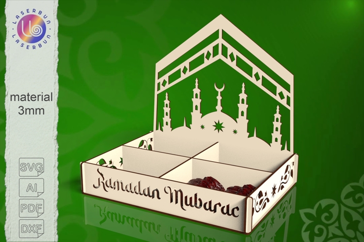Kaaba Ramadan Laser Cut Treat Box SVG, Mosque Gift Tray