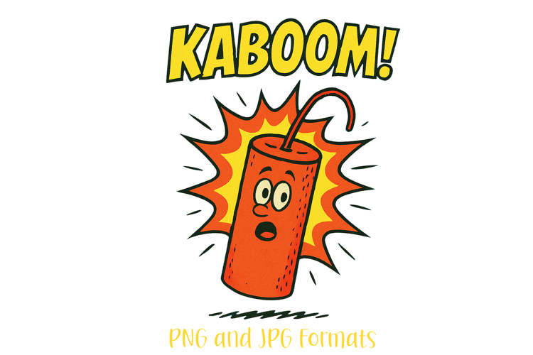 Kaboom Exploding Pun Logo Slogan Illustration PNG Cartoon