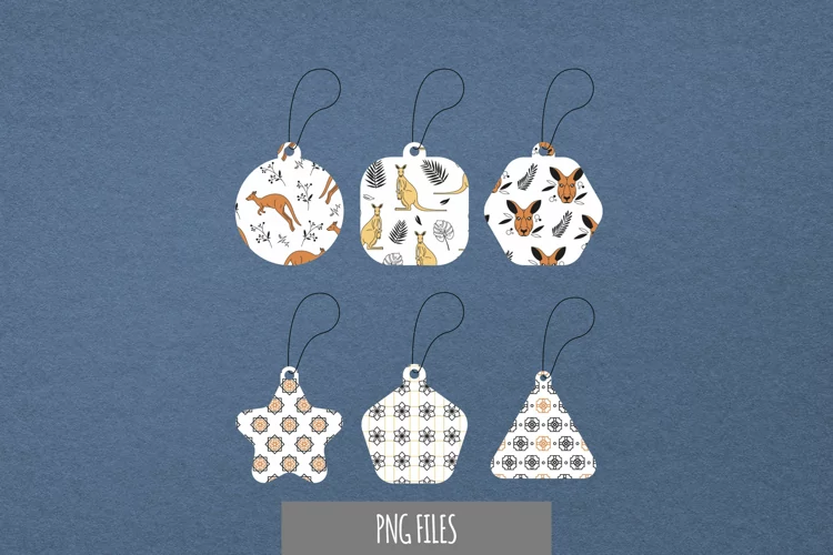 Kangaroo Seamless Pattern Shaped Tags