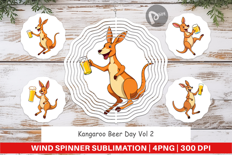 Wind Spinner Kangaroo Beer Day