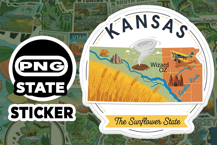 Kansas Sticker PNG SVG | State Outline Decal File |