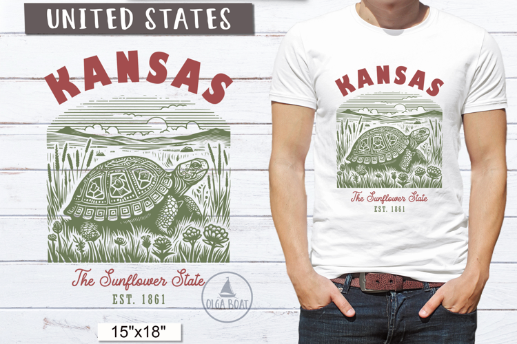 Kansas PNG | Vintage United States Sublimation Design