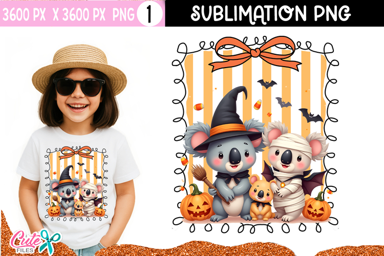 Halloween Koala Clipart PNG | Spooky Sublimation