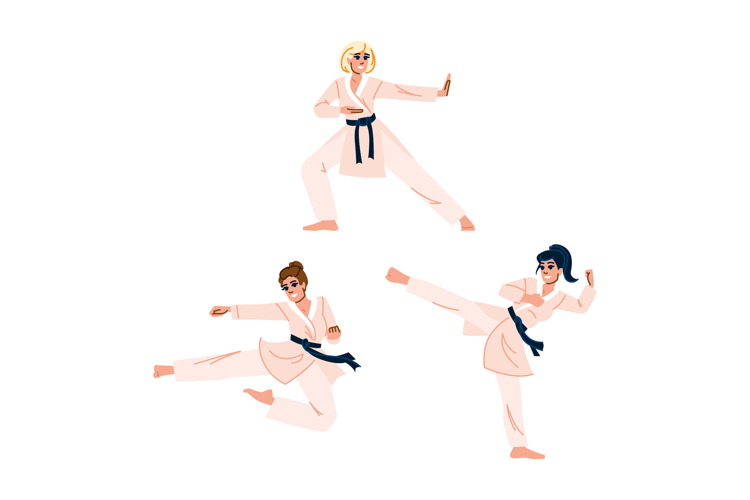 defense karate woman vector