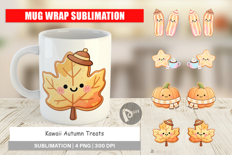 Autumn Kawaii Treats Mug Wrap
