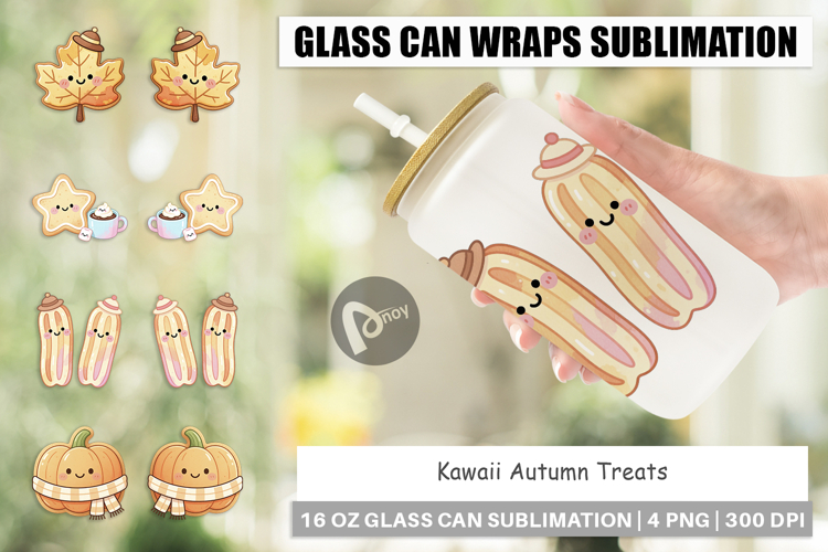 Autumn Kawaii Treats Glass Can