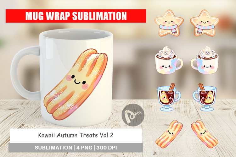 Autumn Kawaii Treats Mug Wrap