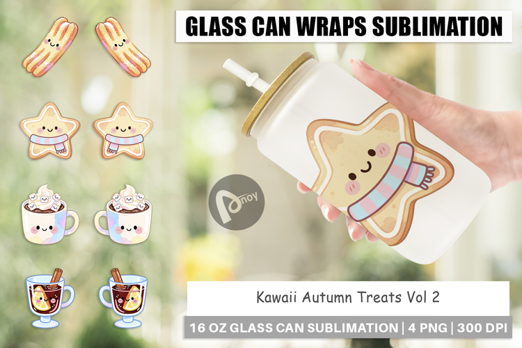 Autumn Kawaii Treats Glass Can