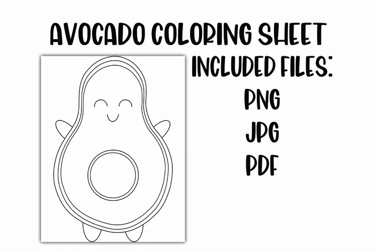 Kawaii Avocado Coloring Sheet for Kids