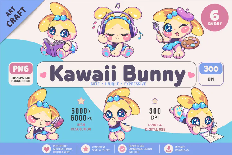 Kawaii Bunny Character 02. Cute Rabbit Sticker