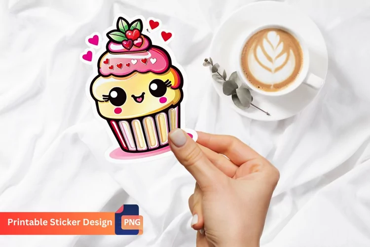 Kawaii Cake Sticker, Adorable Cake Sticker